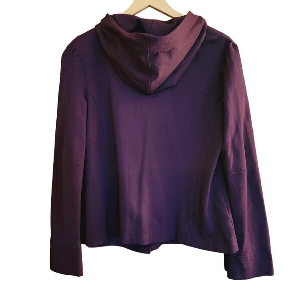 Tilley Canada Side Zipper Hooded Eggplant Purple Thumbholes Sweatshirt Sz. L - Picture 2 of 6
